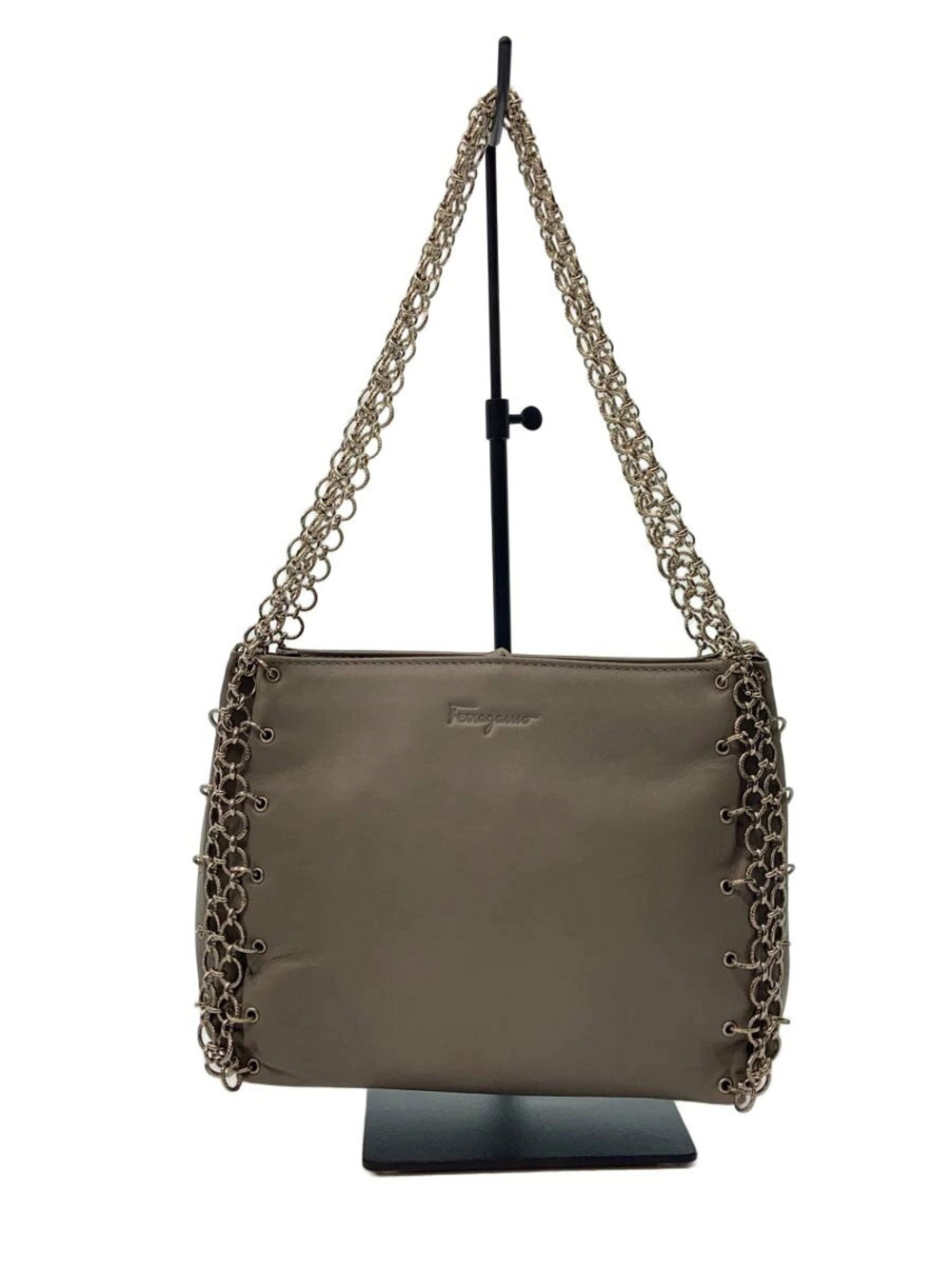 Salvatore Ferragamo Shoulder Bag Leather Gray